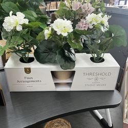 Set Of 3 Mini Faux Flower Pots