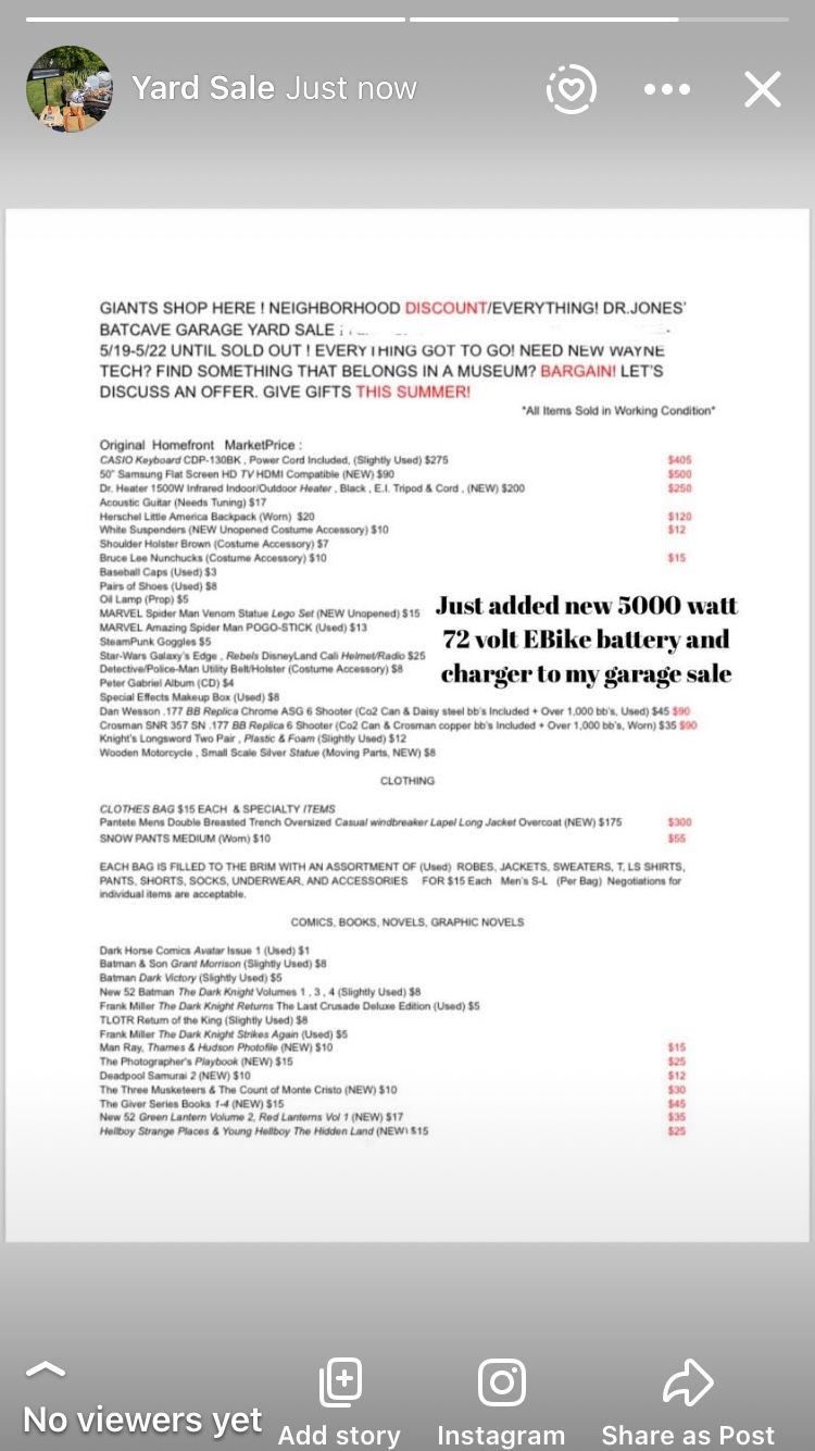 GARAGE YARD SALE ! MASS DISCOUNT MESSAGE FOR LOCATION