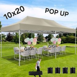 10x20 Pop up Canopy Tent for Parties, Easy Setup Tent S@ Outdoor Commercial Instant Gazebo for Wedding Event, with Roller Bag