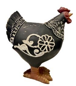 Carved Hand Painted Wooden Chicken Figurin Hen Folk Art.