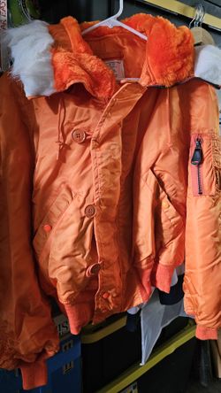 Avirex Man's Large Type N-2B Flyer's Parka With Synthetic Fur On Hood 1985 Orange 8415-00-118-7589