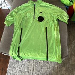 Green Short Sleeve Soccer Referee Jersey Size L