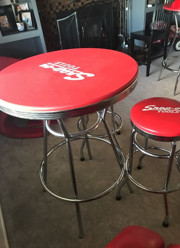 Snap on tools collectible bar stool and table set for Sale in Hesperia