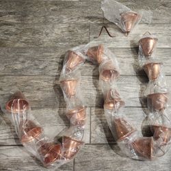 Brand new copper 92 inch rain chain bells with gutter adapter reducer bell