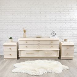 Modern Cream Dream — 3-Piece Dresser & Nightstand Set Refinished