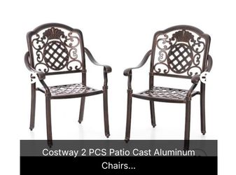 Costway 2 Pcs Patio Cast Aluminum Chairs