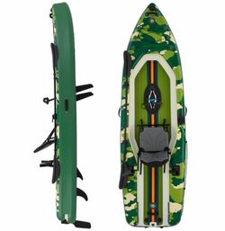 [Pedal Fishing Kayak] Inflatable Kayak with Pedal System, 12ft Premium PVC Fishing Kayak, with Aluminum Seat, Rudder System, Motor Mounting Board, And