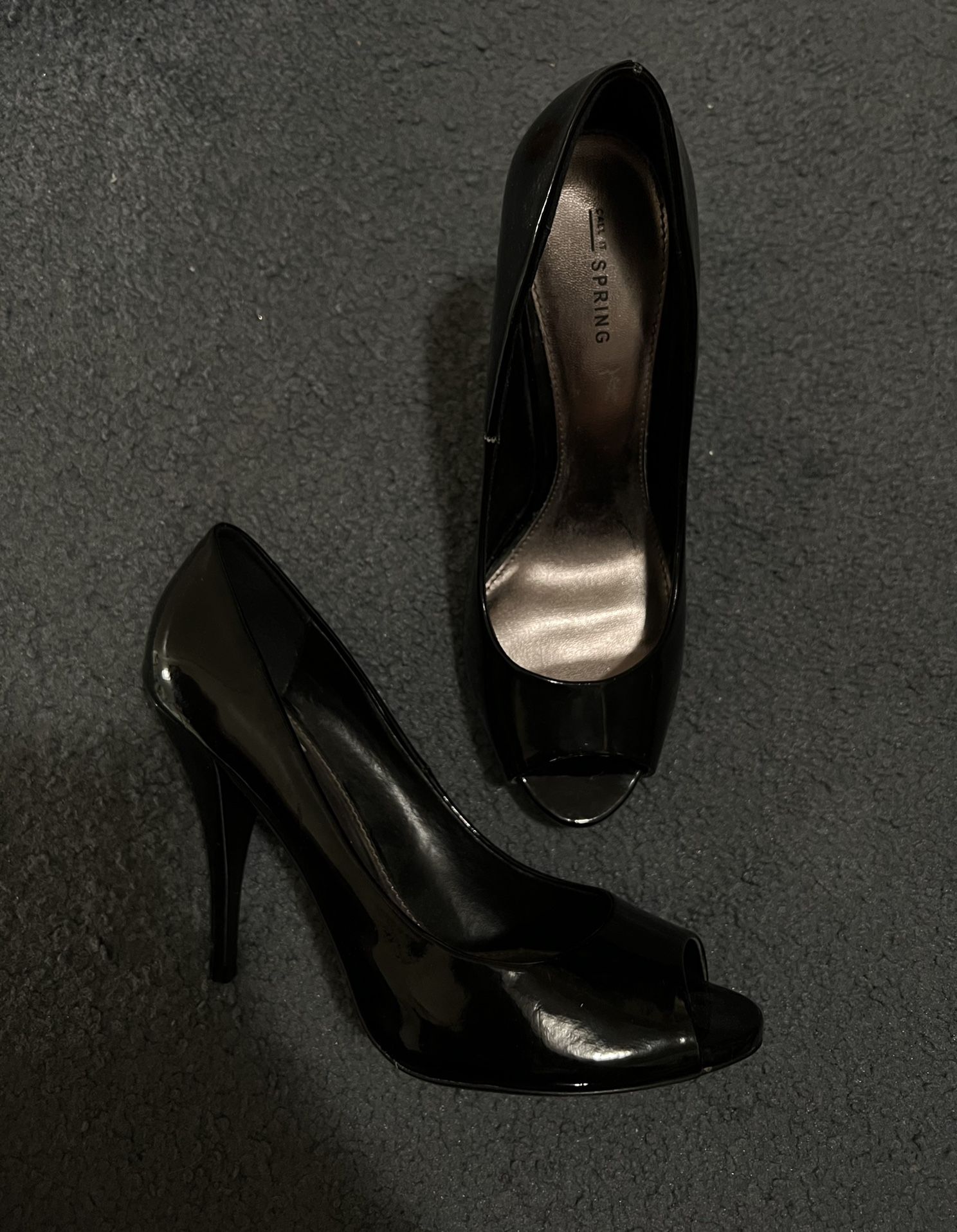 Open Toe Black Heels