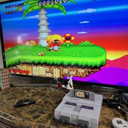 SNES Super Nintendo Entertainment System Console + 2 Controllers CLEANED TESTED