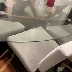 Glass Dining Room Table Set w/4 Chairs 