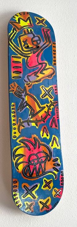 Original hand-painted skateboard deck artwork