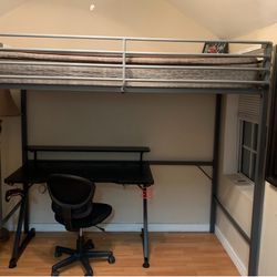 Grey Metal Bunk Bed (Twin Size) 