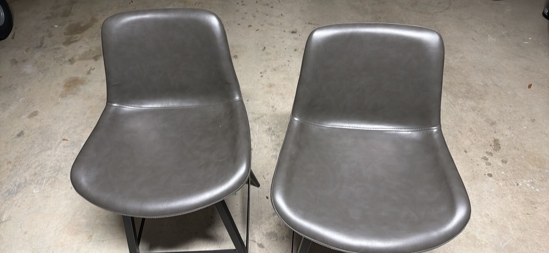 Gray Leather Bar Stool 