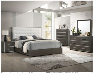 Modern gray and white bedroom set