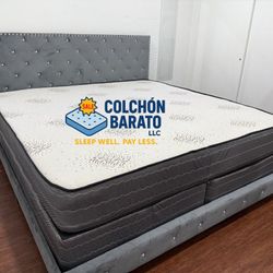 NEW BED FRAME QUEEN SIZE GRAY OR BLACK WITH MATTRESS AND BOX SPRING