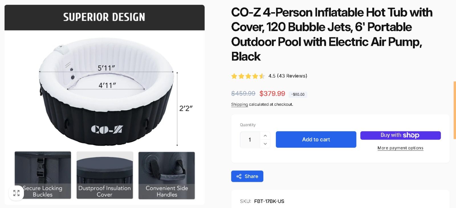 Inflatable Jacuzzi 2-4 People. Usado Muy Poco