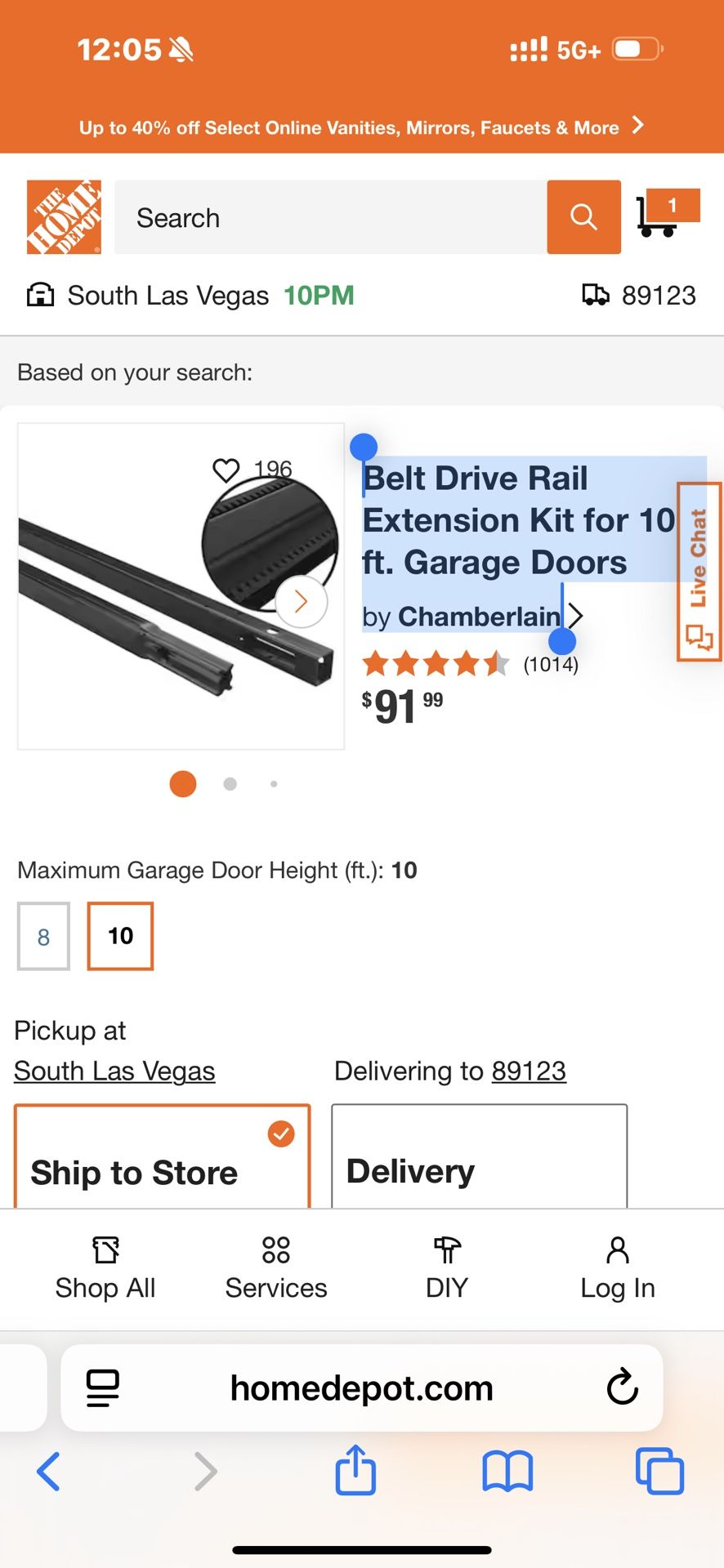 Belt Drive Rail Extension Kit for 10 ft. Garage Doors by Chamberlain