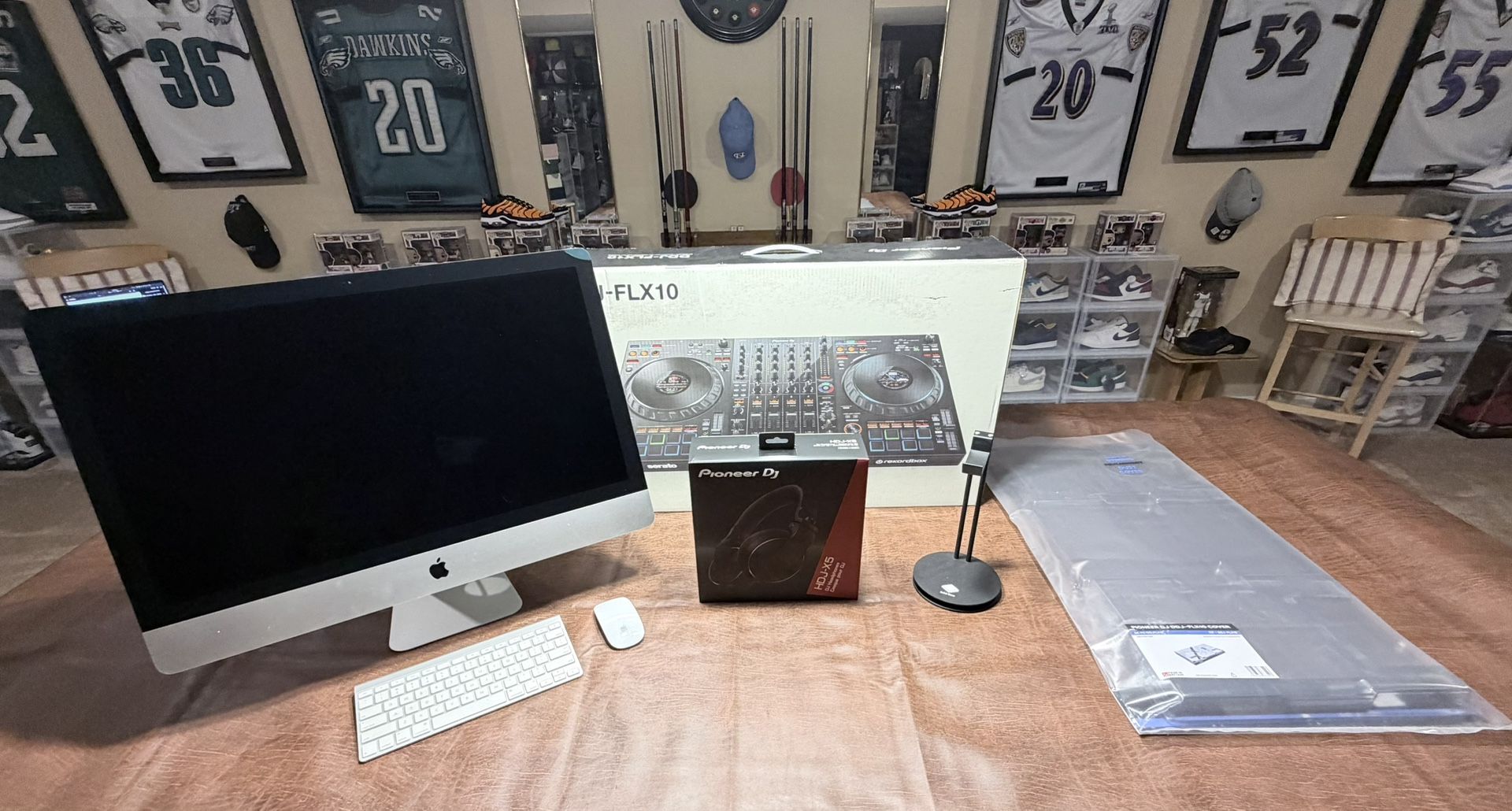 Pioneer DJ DDJ-FLX10 4 Deck Professional Controller ~ With 27” iMac 5K Computer Headphones & Dust saver