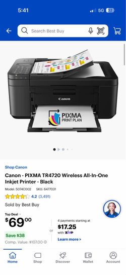 Canon PIXMA TR4720 Wireless All-In-One Inkjet Printer
