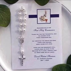 10 FIRST HOLY COMMUNION CONFIRMATION navy rosary remembrance prayer cards