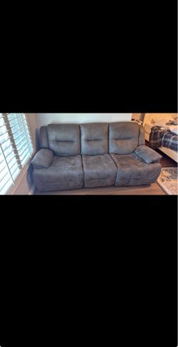 Gray Fabric Reclining Sofa