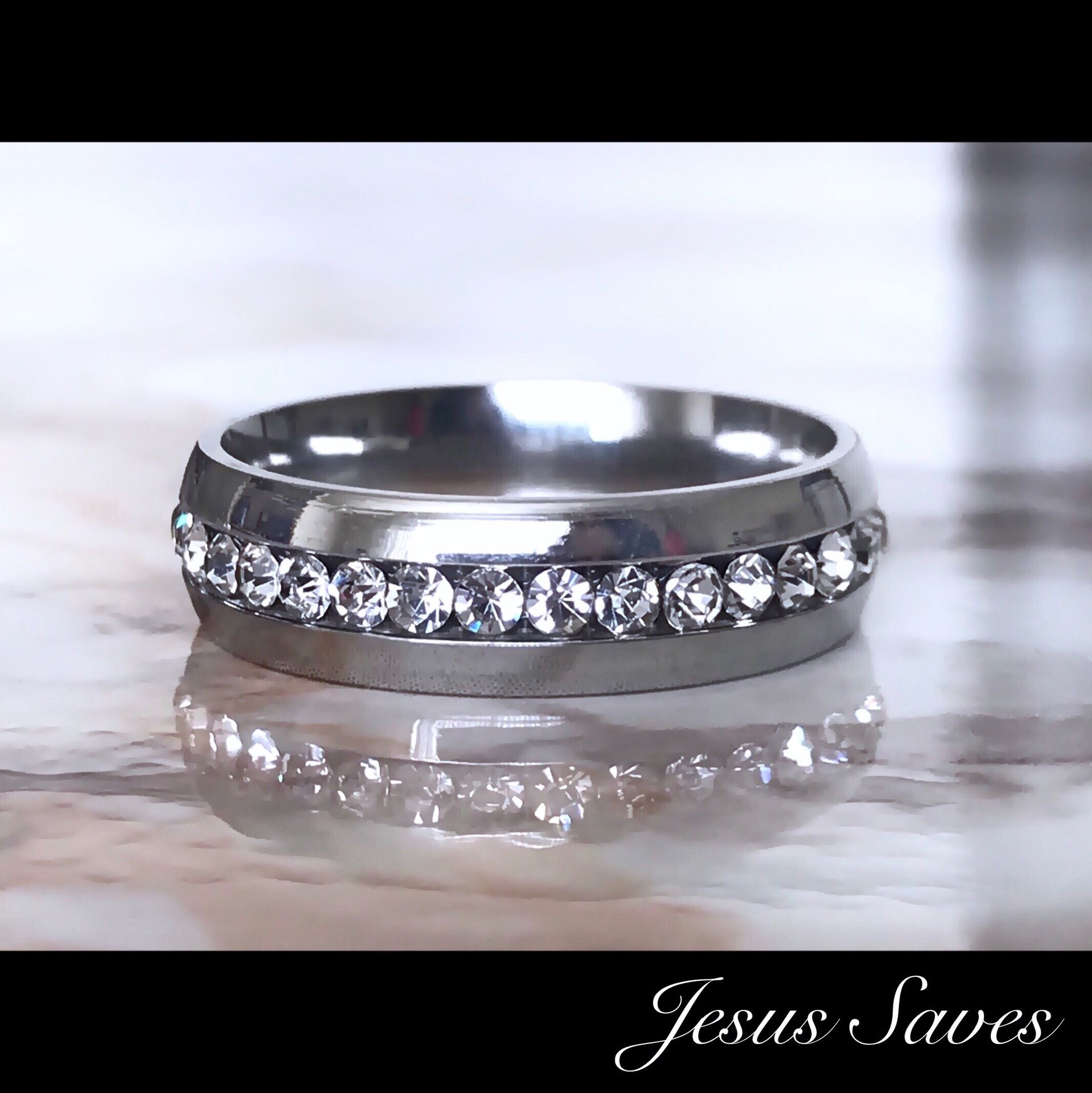 6mm Stainless Steel Single Row CZ Ring Sizes In Description