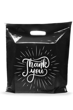 Black Thank You Merchandise Plastic Shopping Bags