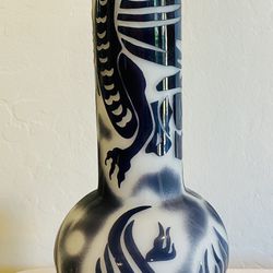 vintage hand blown cut glass dragon vase