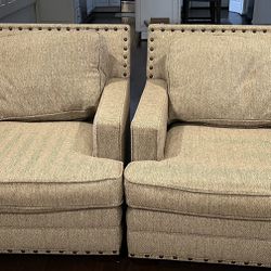 Set Of 2 Oversized Fabric Chairs 