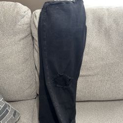 Men MNML  Black Jeans Rip Jeans With Ziper On Bottom 