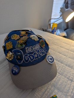 Hat with collectible pins