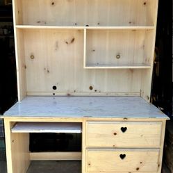 Pine whitewashed desk made by Pottery Barn