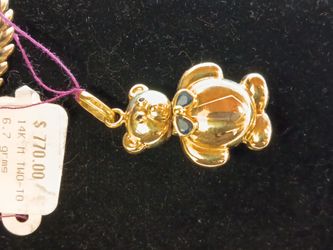 18k yellow gold bear pendant with moving arms legs head, 7.2g,