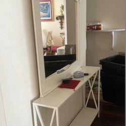 White French Provincial Mirror And Table Set