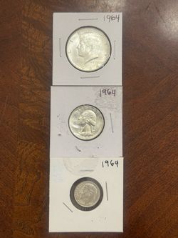 1964 Silver Coin Set – Half Dollar, Quarter, Dime