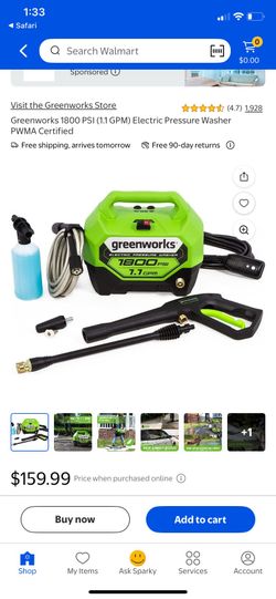 Greenworks electric pressure washer 1800 psi (New)