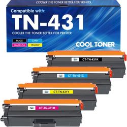 Cool Toner TN-431 Toner Cartridge 4pk for Brother MFCL8900CDW HLL8360CDW Printers