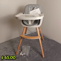 3 In 1 Wooden High Chair Gray Color