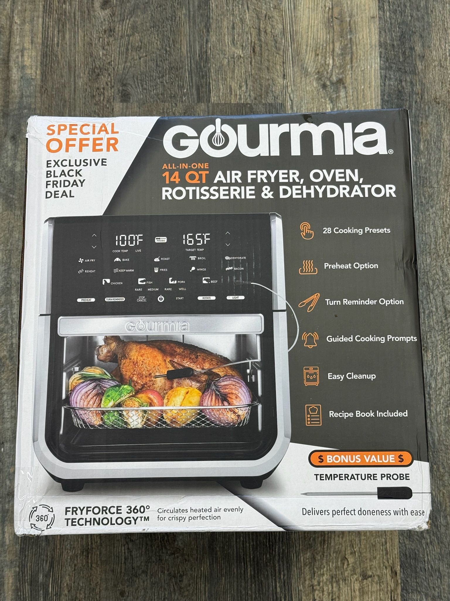 Gourmia GAF1290 All-in-One 14 QT Air Fryer, Oven, Rotisserie, Dehydrator with 12 Cooking Functions