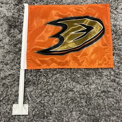 Anaheim Ducks Logo Orange Gold Black Car Window Pole Flag Hockey NHL 14.75”x11.75” - NEW!