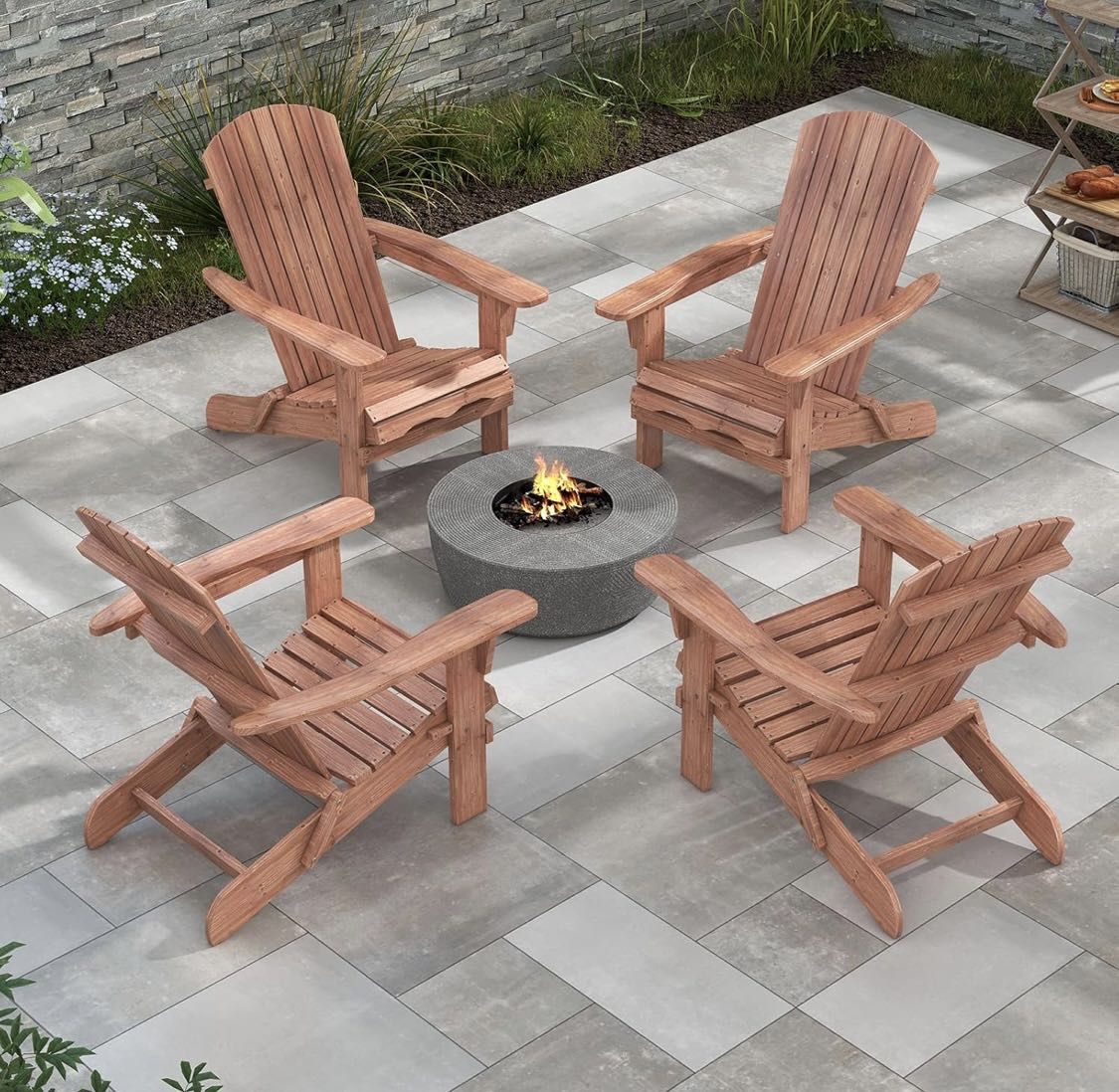 Front Porch Chair, Folding, High Back, Wide Armrests, 400 lb. Maximum Weight Capacity for Outdoor, Lawn, Poolside Use Weather Resistant Wood (Brown)