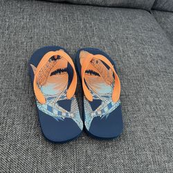 Boys Orange And Blue Shark Sandals 