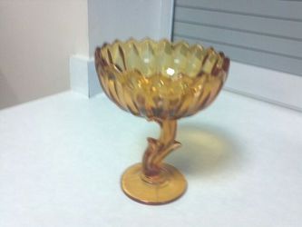 Indiana glass amber glass Lotus Blossom compote