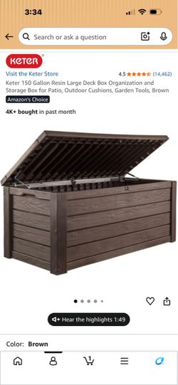 Still in box! New Keter 150 gallon Resin Large Deck Box Organizer