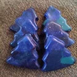 6pc Blue Crayon Trees