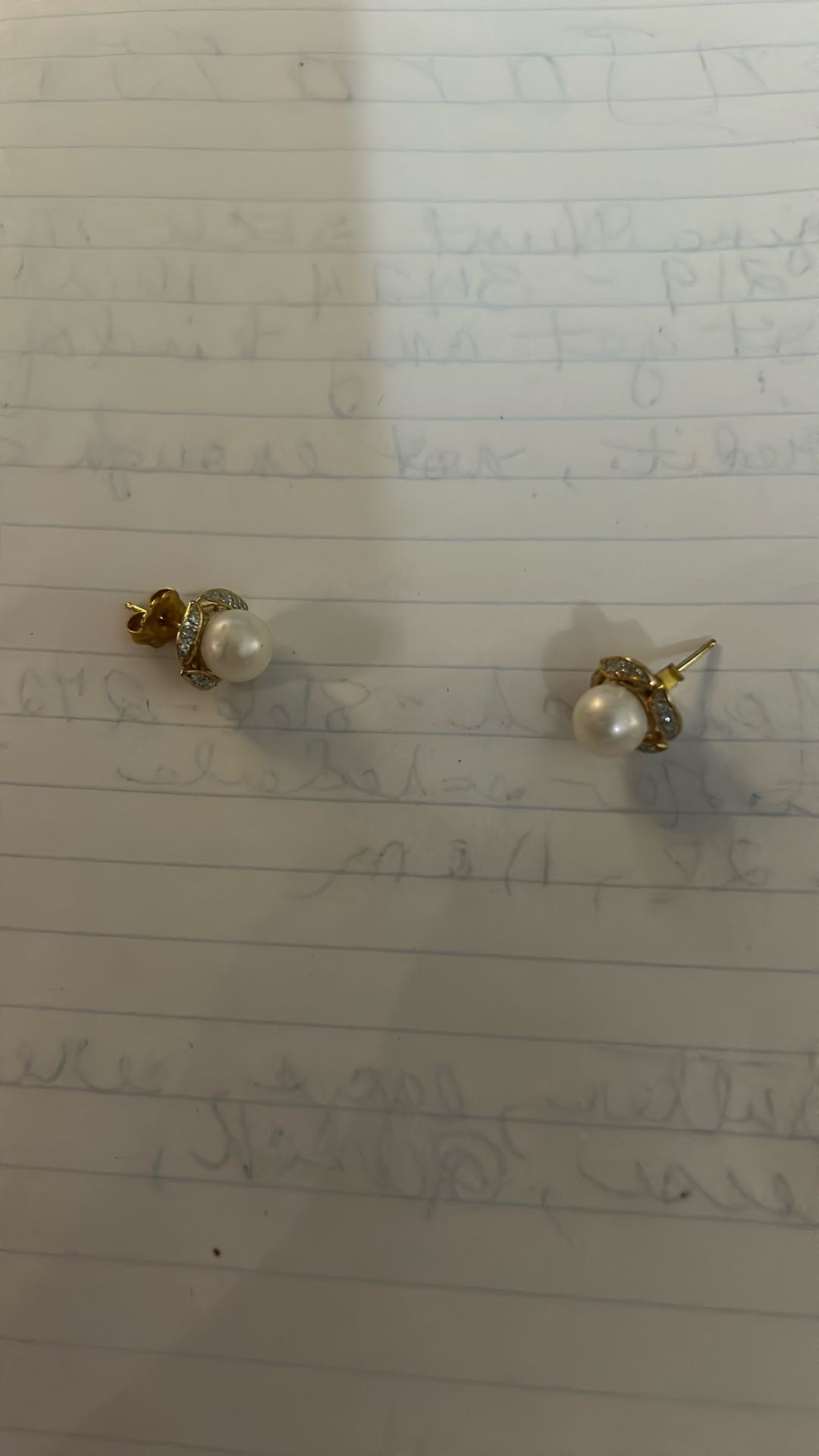 2 Pearl Earrings wrapped Around By Diamonds