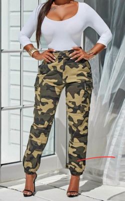 Camouflage denim belt wild pants