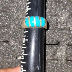 Vintage Sterling Silver Solid Turquoise Inlay Southwestern Ring