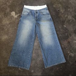 Wide Leg Jeans With Boxers Attached 