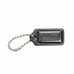 COACH Silver Patent Leather Fob Bag Charm Keychain Hang Tag